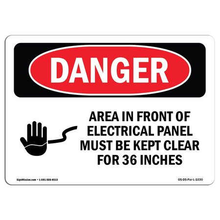 SIGNMISSION OSHA Danger Sign, 5" Height, 7" Width, Electrical Panel Keep Clear, Landscape, DS-D-57-L-1030 OS-DS-D-57-L-1030